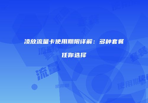 凌放流量卡使用期限详解：多种套餐任你选择