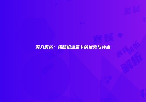 深入解析：找靓机流量卡的优势与特点