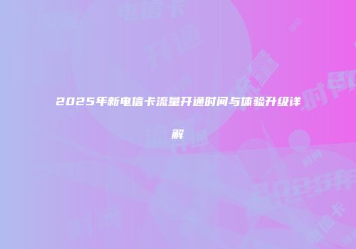 2025年新电信卡流量开通时间与体验升级详解