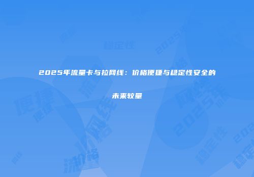 2025年流量卡与拉网线：价格便捷与稳定性安全的未来较量