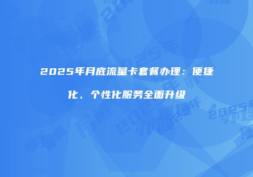 2025年月底流量卡套餐办理：便捷化、个性化服务全面升级