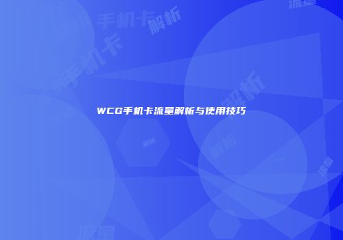 WCG手机卡流量解析与使用技巧