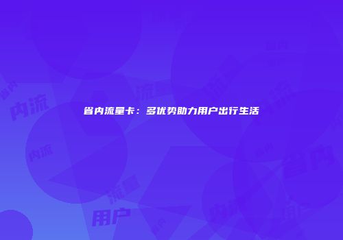 省内流量卡：多优势助力用户出行生活