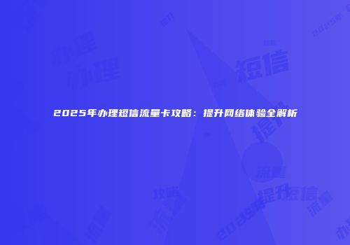 2025年办理短信流量卡攻略：提升网络体验全解析