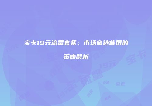 宝卡19元流量套餐：市场奇迹背后的策略解析