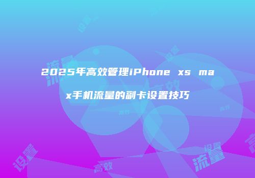 2025年高效管理iPhone xs max手机流量的副卡设置技巧