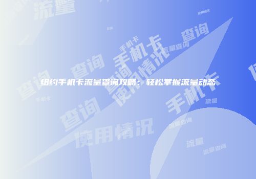 纽约手机卡流量查询攻略：轻松掌握流量动态