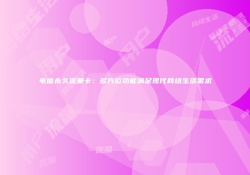 电信永久流量卡：多方位功能满足现代网络生活需求