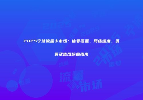 2025宁波流量卡市场：信号覆盖、网络速度、资费及售后综合指南