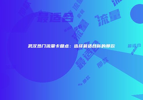 武汉热门流量卡盘点：选择最适合你的那款