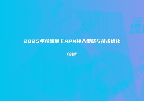 2025年纯流量卡APN接入策略与技术优化综述