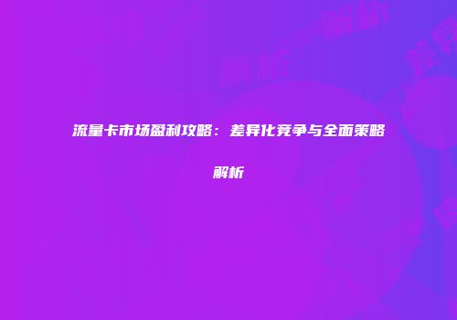 流量卡市场盈利攻略：差异化竞争与全面策略解析
