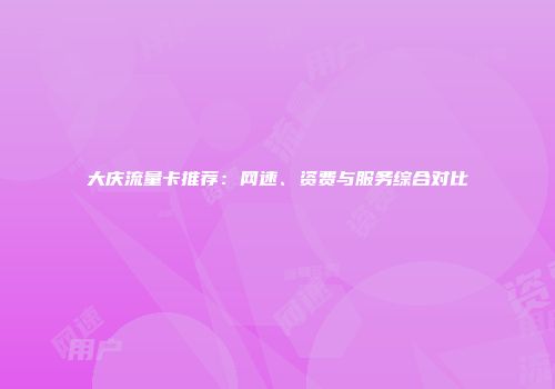 大庆流量卡推荐：网速、资费与服务综合对比