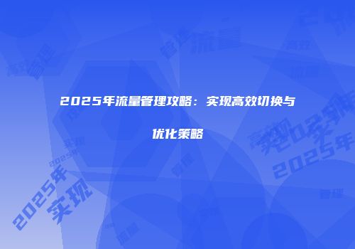 2025年流量管理攻略：实现高效切换与优化策略
