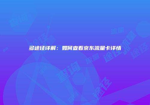 多途径详解：如何查看京东流量卡详情