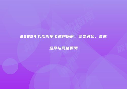 2025年长沙流量卡选购指南：资费对比、套餐选择与网络保障