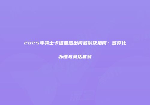 2025年骑士卡流量超出问题解决指南：多样化办理与灵活套餐