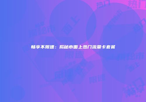 畅享不限速：揭秘市面上热门流量卡套餐
