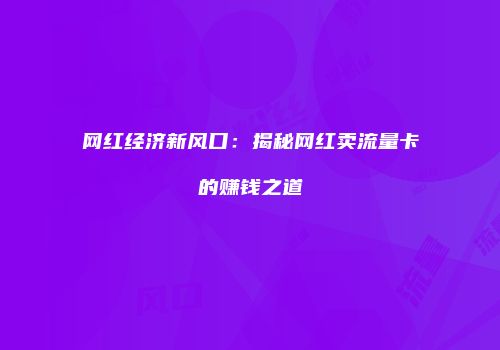 网红经济新风口：揭秘网红卖流量卡的赚钱之道