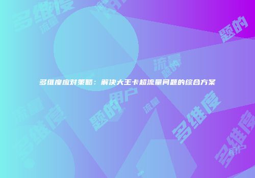 多维度应对策略：解决大王卡超流量问题的综合方案