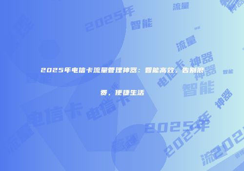 2025年电信卡流量管理神器：智能高效，告别浪费，便捷生活
