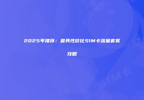 2025年推荐：最具性价比SIM卡流量套餐攻略
