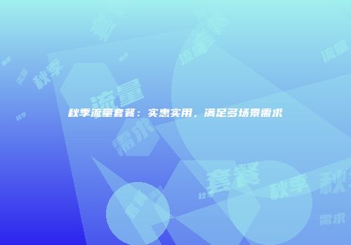 秋季流量套餐：实惠实用，满足多场景需求