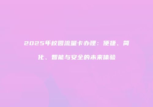 2025年校园流量卡办理：便捷、简化、智能与安全的未来体验