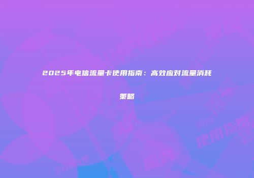 2025年电信流量卡使用指南：高效应对流量消耗策略