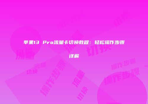 苹果13 Pro流量卡切换教程：轻松操作步骤详解