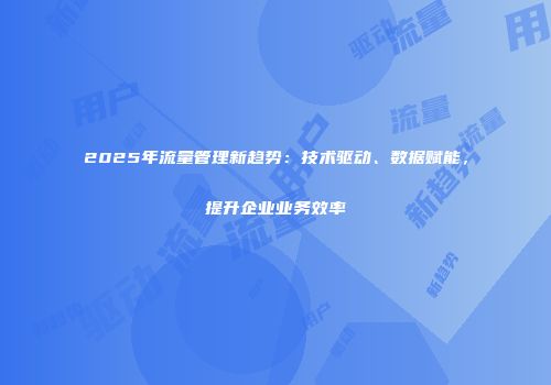 2025年流量管理新趋势：技术驱动、数据赋能，提升企业业务效率