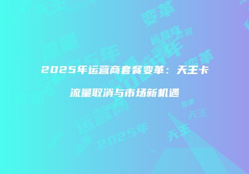 2025年运营商套餐变革：天王卡流量取消与市场新机遇