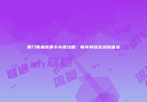 厦门联通流量卡办理攻略：畅享网络生活新体验