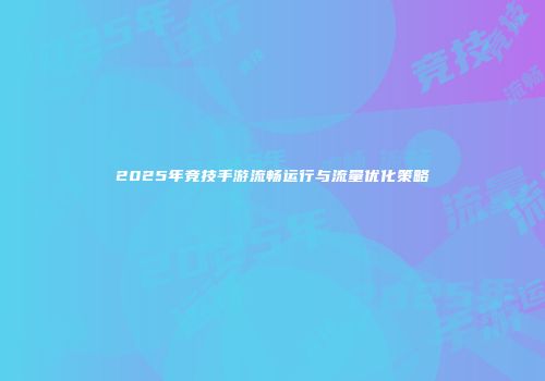 2025年竞技手游流畅运行与流量优化策略