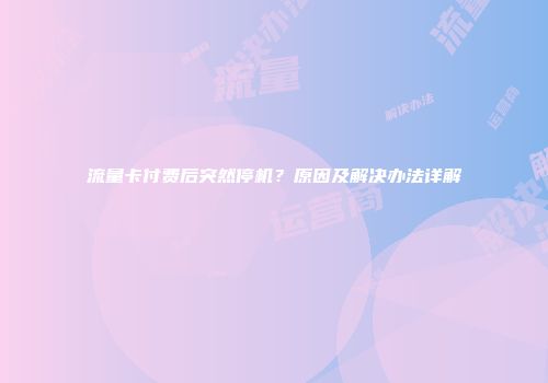 流量卡付费后突然停机？原因及解决办法详解