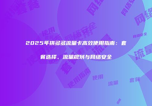 2025年拼多多流量卡高效使用指南：套餐选择、流量规划与网络安全