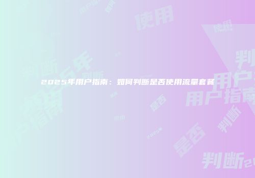 2025年用户指南：如何判断是否使用流量套餐