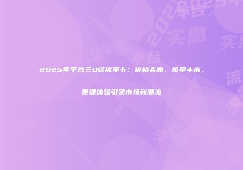 2025年平台三D端流量卡：价格实惠、流量丰富，便捷体验引领市场新潮流