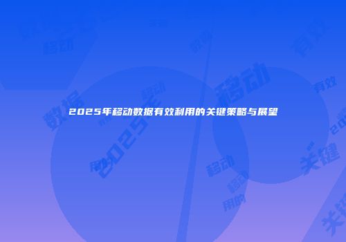 2025年移动数据有效利用的关键策略与展望