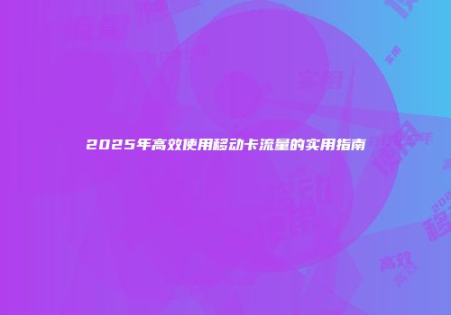2025年高效使用移动卡流量的实用指南