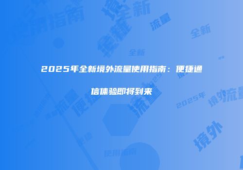 2025年全新境外流量使用指南：便捷通信体验即将到来
