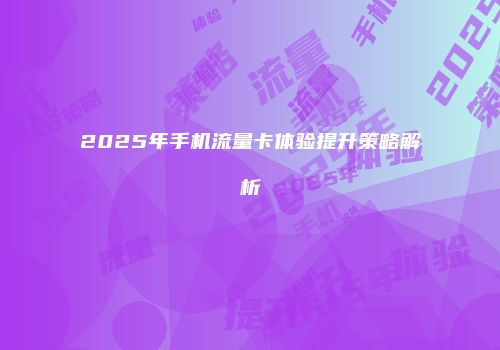 2025年手机流量卡体验提升策略解析
