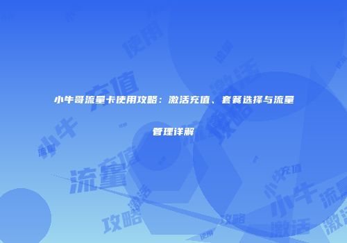 小牛哥流量卡使用攻略：激活充值、套餐选择与流量管理详解