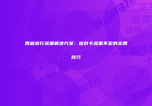 西藏旅行流量解决方案：应对卡流量不足的实用技巧