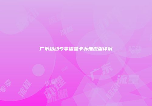 广东移动专享流量卡办理流程详解