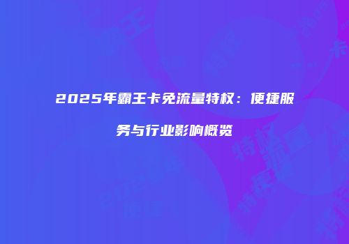 2025年霸王卡免流量特权：便捷服务与行业影响概览