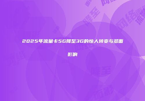 2025年流量卡5G降至3G的惊人转变与多面影响