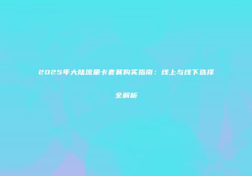 2025年大陆流量卡套餐购买指南：线上与线下选择全解析