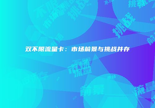 双不限流量卡：市场前景与挑战并存