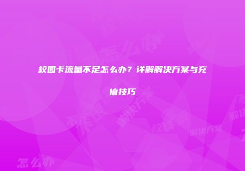校园卡流量不足怎么办？详解解决方案与充值技巧
